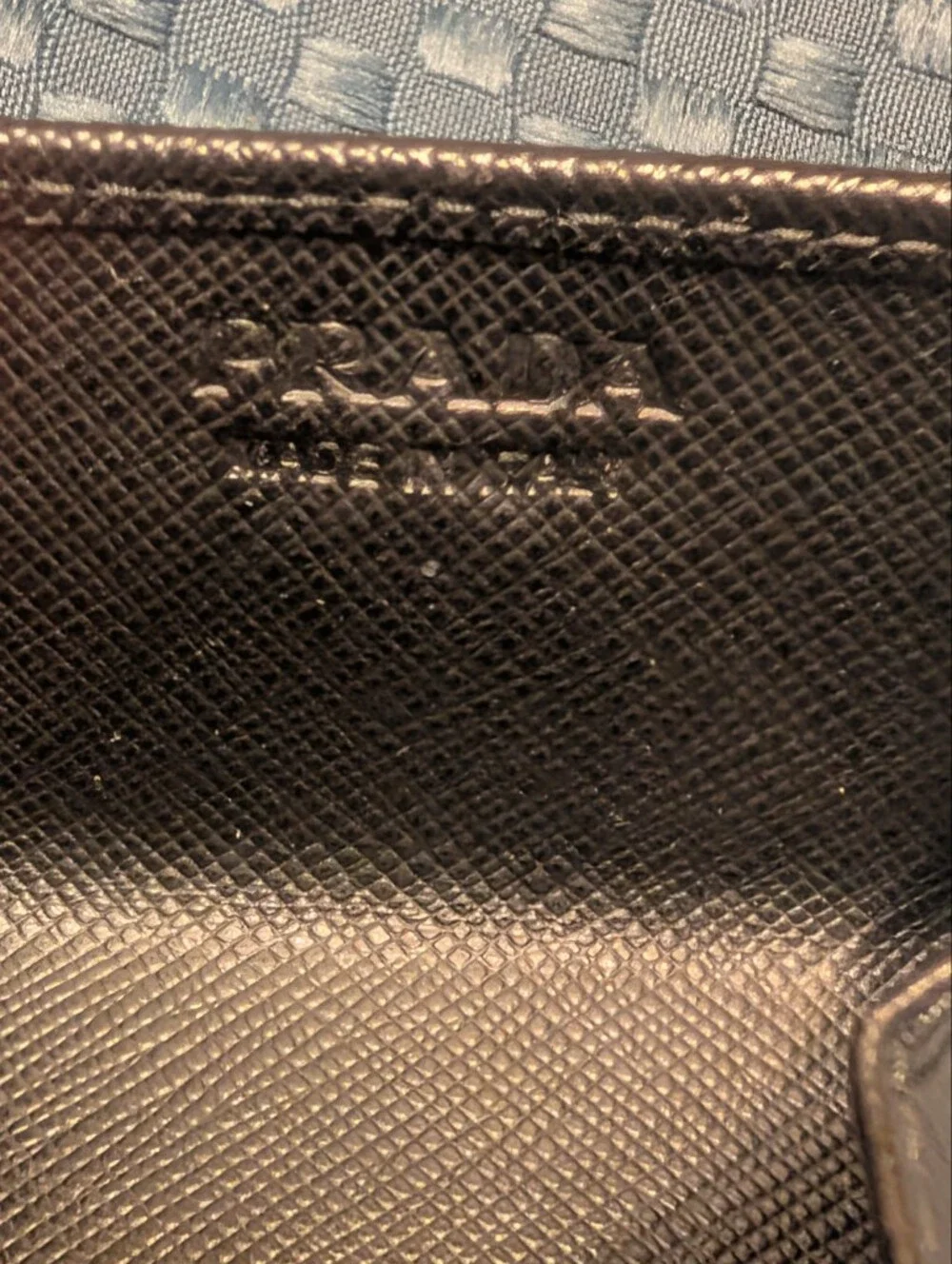 Prada Metallic Saffiano Leather Coin Pouch - Black In Excellent Condition!
